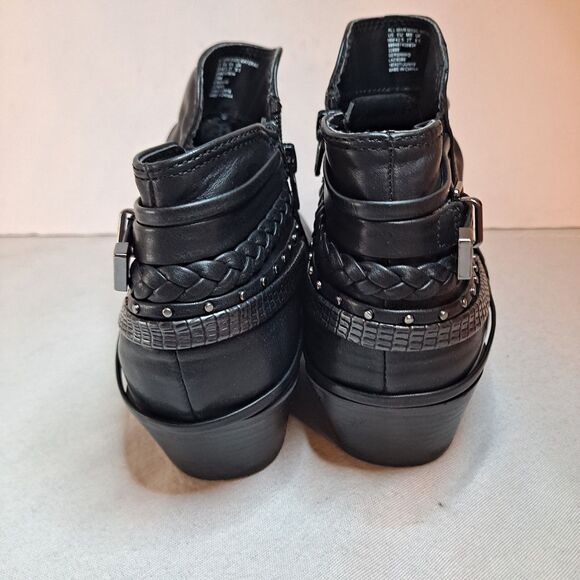 SM New York Geronimo Booties Womens 10 Black Faux Leather Grunge Moto Goth - Picture 3 of 11